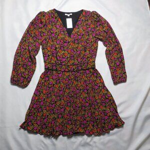 NWT SKIES ARE BLUE womens DRESS floral BLACK pink PLEATS twirl NORA SIZE S